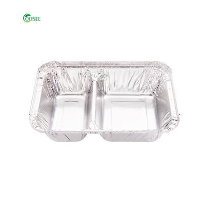 China Disposable Food Two Compartment Aluminum Foil Container Aluminum Trays 2181 for sale