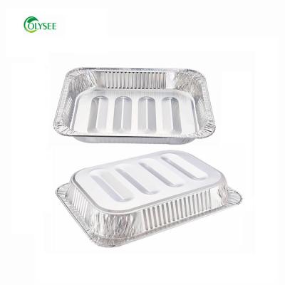 China Disposable food aluminum foil grill drip pans broiler pans/disposable aluminum foil turkey pan for sale