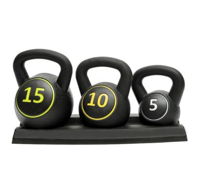 China Gym 30LB Kettlebell Set 5LB 10LB 15LB Plastic Cement Kettlebell Adjustable Solid Weightlifting Quality Kettlebell With Seat And Rack for sale