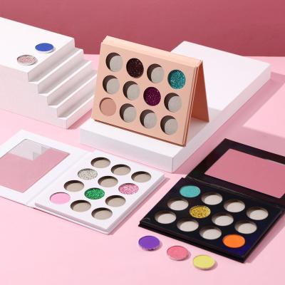 China Matte Shimmer Glitter High Pigment Waterproof Eyeshadow Palette Make Your Own Brand Makeup DIY Private Label Eyeshadow Palette for sale