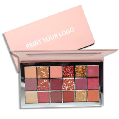 China Waterproof Make Up Eyeshadow Palette High Pigment Make Your Own Brand Private Label Glitter Matte 18 Colors Custom Eyeshadow Palette for sale