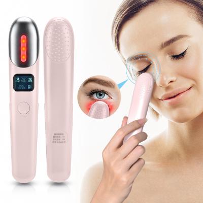 China Skin Tightening Portable Electric Hot Dark Circles Remover Red Light Wrinkle Beauty Massager EMS Micro Current Anti Eye Massager for sale