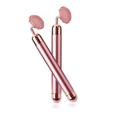 China Hot Selling Natural Rose Quartz Face Lifting Jade Roller Beauty Face Lift Massage Gold Anti Aging Facial Jade Roller Gua Sha Tool 24k for sale