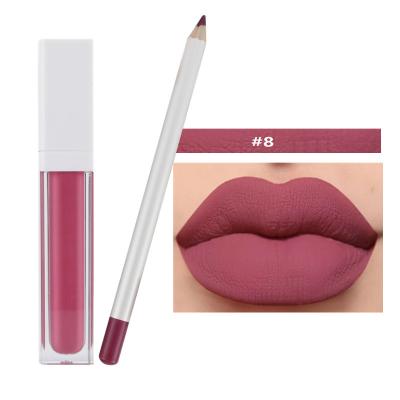 China Water Proof Matte Lipstick Wholesale 17 Colors Long Lasting Cosmetics Moisturizing Luster Matte Makeup Lip Kit Lip Gloss Liner Lipstick and Lip Liner for sale