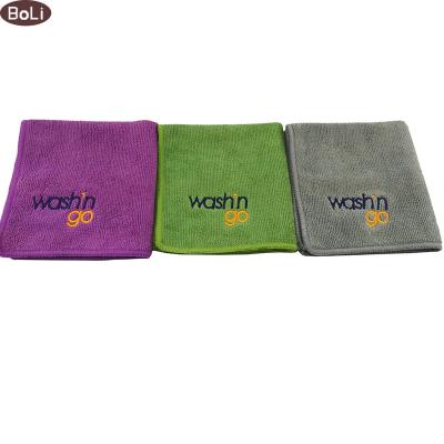 China QUICK DRY Micro Fiber 220 Gsm Car Care Towel Cloth 30x40cm Embroidered Waxed Cloth for sale