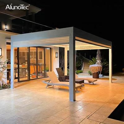 China Gray Arches Arbors Advanced Motorized Antiseptic Pergolas Easily Gathered With LED Lights for sale