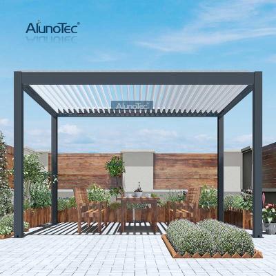 China Easily Assembled Modern Rainproof Aluminum Louvered Roof Pergola With Screens And Lights for sale