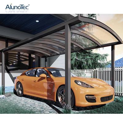 China AlunoTec Standing Type Polycarbonate Waterproof Canopy Curved Parking Lots Garages With Polycarbonate Roofs for sale