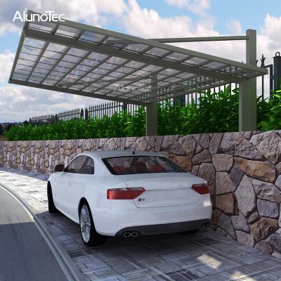 China Aluminum Material Single Carport Polycarbonate Roofing Parking Lot Powder Coated View Villa Car Parking Shed Width 5.5 x 3 Meter Length for sale