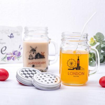 China Freshness Preservation Storage Bottles&Jars Type 16 Oz Glass Mason Jar With Handle Wholesale for sale