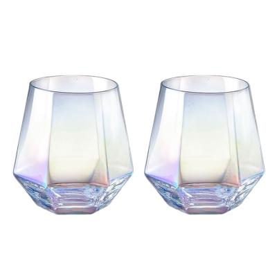 China Package Diamond Shaped Stemless 12oz Minimalist Glass Wine Mugs for sale