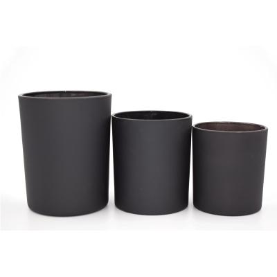 China Recycle; eco-freindly; wholesale matte black glass jars stocked with black wooden lid for making candle for sale