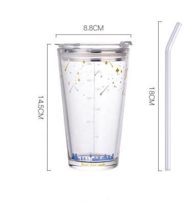 China Hot Selling Clear Beverage Fruit Juice Glass Bottles With Straw for sale