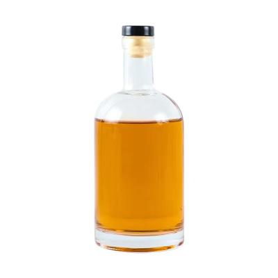 China Beverage Round 500ml Vodka Spirit Bottle With Rum Cork Gin Liquor Glass Bottle for sale