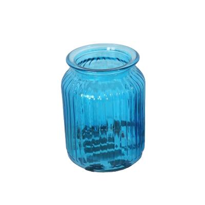 China ECO-frendly wholesale cheap blue glass flower vase for home decoration for sale