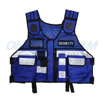 China Water Resistant Hi Viz Police Tactical Vest Security Reflective Safety Vest With For Application With Pockets Tactical Vest (Blue) for sale