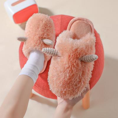 China Fashion Trend Winter Women House Slippers Sirfetch'd Plus Shoes Woman Warm Slip On Heelflame Plush Skiploom Black Plush for sale