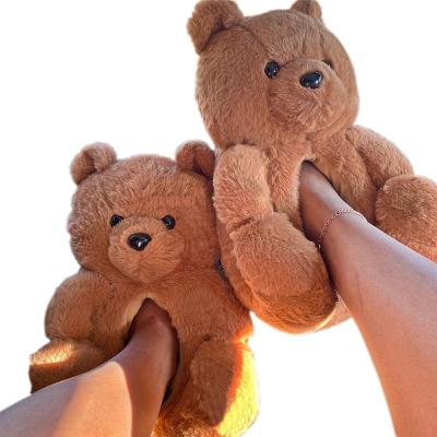 China 2021 New Fashion Trend Popular Slippers Warm Thick-soled Slippers Teddy Bear Slippers For Women Girls for sale