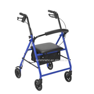 China AIDS Light Weight Mobility Rollator Four Wheel Folding Steel Walker With Seat For Disabled RO538S for sale