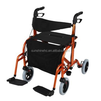 China Light Mobility Walker Rollator Steel 2in1 Folding Walker Wheelchair Rollator with Seat for Disabled RO533 for sale