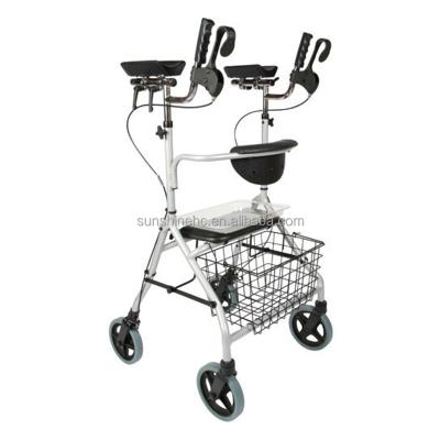 China Lightweight Steel Frame Gutter Arm Rollator Elder Walker With Seat Folding Rollator Walker RO504 for sale