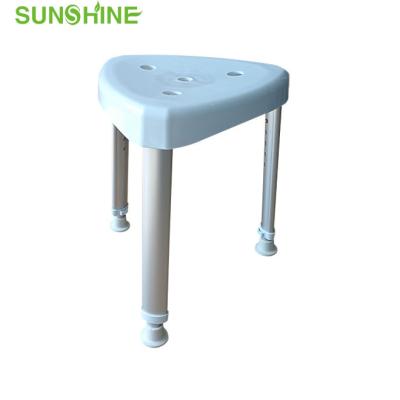 China PU Detachable Seat As Option BA316 Triangle Plastic Bath Stool Three Legs Shower Chair For Elderly for sale