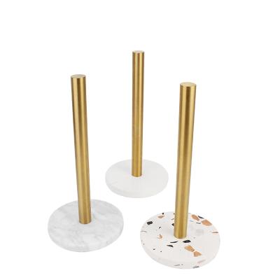 China Modern Paper Towel Rack Kitchen Standing Paper Towel Roll Holders With Natural Marble Base For Standard for sale