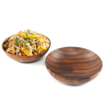 China New arrival kitchen eco-friendly wholesale acacia salad bowl kitchen product stocked wood instrument for sale