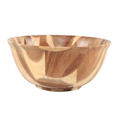 China Wholesale 100% Natural Natural Acacia Wooden Dish Bowl Fruit Salad Stocked Handmade Customizable Round Bowl For Kitchen for sale