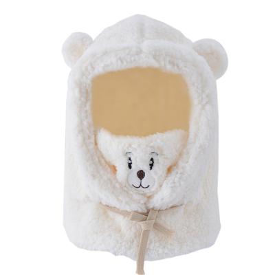 China Korean Character Style Women's Winter Scarf Hat Mask Set Cute One-Piece Earmuff Bear Thick Warm Windproof Hat for sale