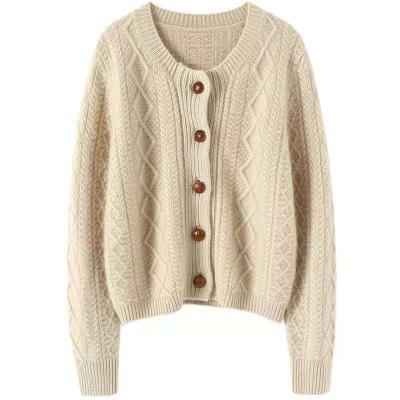 China Custom Wholesale Women Lady Autumn Winter Breathable Cashmere Knitted Sweater With Buttons for sale