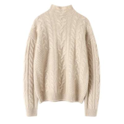 China Wholesale Custom Made Women's Breathable Cashmere Autumn Winter Sweater Plain Knitted Half Collar Top for sale