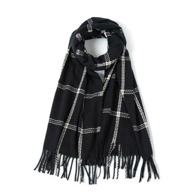 China Soft Women's Big Long Soft Check Scarf Wrap Covering Shawl With Tassel Winter Scarves for sale