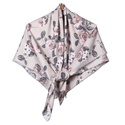 China Soft Square Shape High Quality Accessories Hijab Shawl Scarves With Custom Flower Label for sale