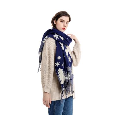 China Latest Soft Fashion Knitted Scarf Warm Winter Wear Christmas Gift Scarf Women for sale