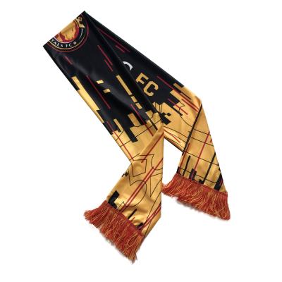 China Wholesale Custom Casual Football Woven Fans Scarf Logo Printing Double Side Football Team Scarf With Fringes for sale