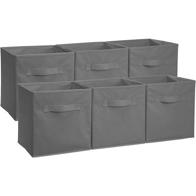 China Sustainable Folding Amazon Fabric Storage Cubes Organizer With Handles Folding Storage Box Organizer for sale