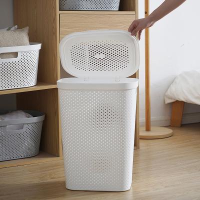 China Large Folding Plastic Storage Box With Lid Japanese Laundry Hamper Laundry Basket for sale