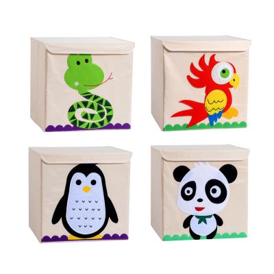 China 33*34.5*33CM PP Cloth Collapsible Oxford Cute Animal Storage Bin Ship With Lid Kids Toy Storage Box for sale