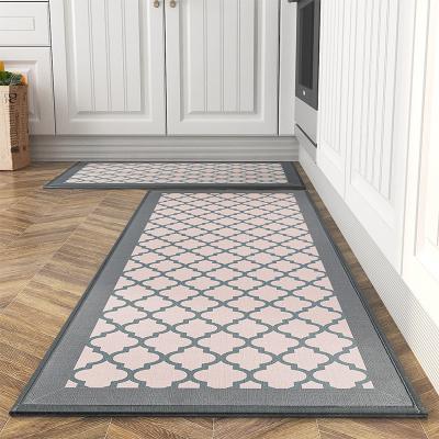 China Amazon Gray Black Khaki Kitchen Floor Washable Non Slip Mat Anti Fatigue Kitchen Imitation Canvas Mat for sale