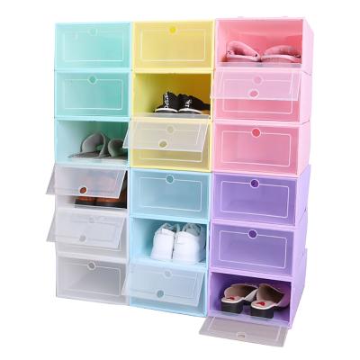 China Foldable Clear Drawer Case Cheap Home Shoe Storage Box Organizer Price Plastic Folding Shoe Stackable Organizer for sale