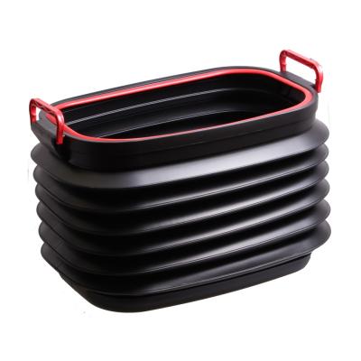 China Sustainable 37L Car Folding Telescopic Trash Can With Lid Outdoor Portable Collapsible Storage Bucket for sale