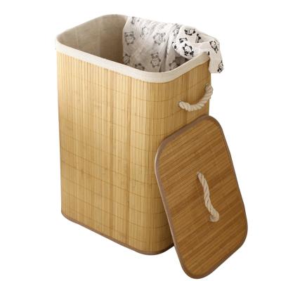 China Modern Natural Bamboo Laundry Hamper With Lid Liner And Handles Collapsible Storage Basket for sale