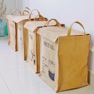 China Modern hot sale zakka cotton jute cube organizer jute laundry basket storage folding baskets with lid for sale