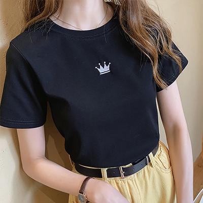 China Wholesale New Women's Short Sleeve Crown Plain Customization Graphic T-shirt Women's Anti-wrinkle Short Sleeve T-shirts for sale