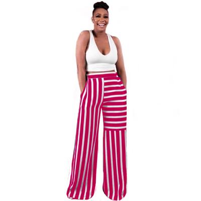 China Breathable Women's Autumn Style Striped Straight Wide Leg Color-blocking Comfortable Casual Pants for sale