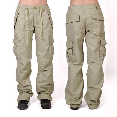 China 2021 Europe Selling Multi-pocket Warm Loose Cargo Pants Women's Big Size Drawstring Breathable Single Button Casual Pants for sale