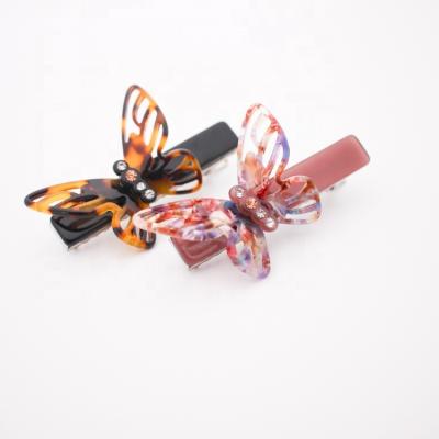 China Korean/Tokyo/beautiful French vivid butterfly hair clip claw fashion acetate diamond butterfly hair clip for girls for sale