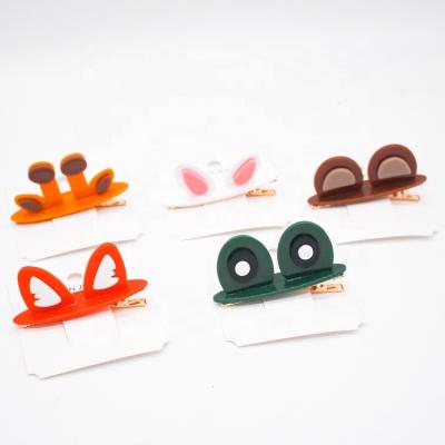 China Korean/Tokyo/French Decorative Fancy Animal Cute Acrylic Hair Clips Of Bear/Fox/Frog/Deer Hair Clip For Little Girls for sale