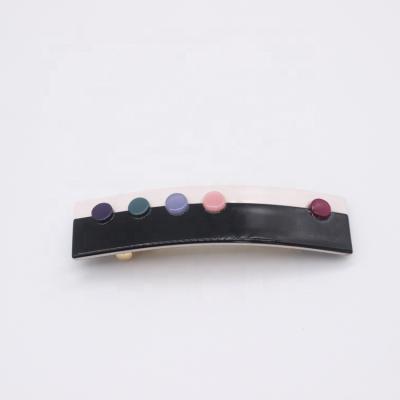 China Hair Accessories New Fashion Style Graceful Acetate Barrette Black And White Color Buttons Hair Clips for sale